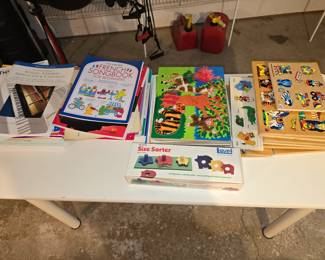 Piano music books. Wood & vintage puzzles