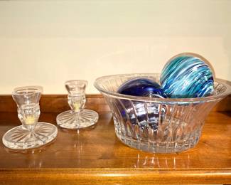 Crystal candle holders and Mikasa Crystal bowl