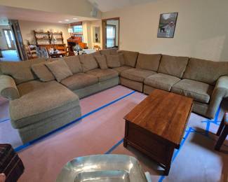 Large Crate & Barrel sectional sofa with chaise. Versatile. ( can use less pieces to make it smaller)