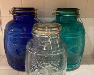 colorful glass kitchen storage