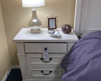 white bedside table chest