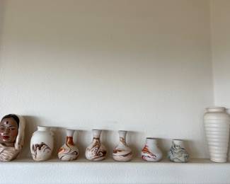 Collection of Nemadji pottery.