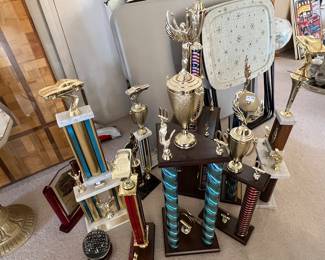 Lots of car show trophies