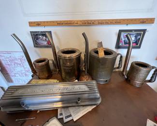 Vintage oil cans and corvette items