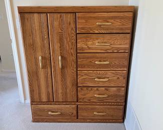 Oak high boy dresser