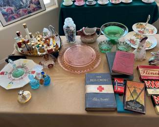 Perfume bottle collection and depression glass