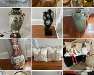 vintage Asian vases , barware, brand new pillows, several massaging machines