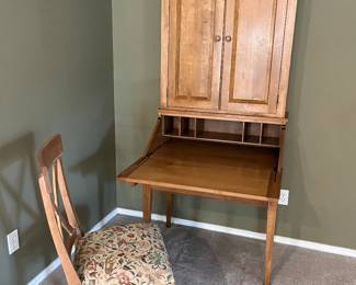 NOW $200 (4/7) WAS $575.00 Ethan Allen wood secretary desk with matching chair 33W x 21D x 76H