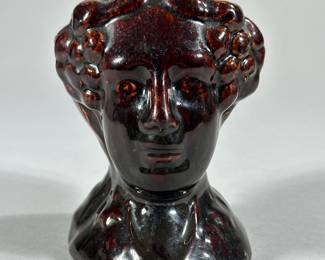 GLAZED CERAMIC BUST | Glazed ceramic female bust with flattened back of the head