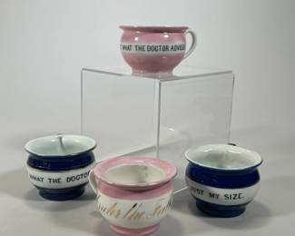 (4PC) SET OF DECORATIVE TEACUPS | All have different expressions written.
