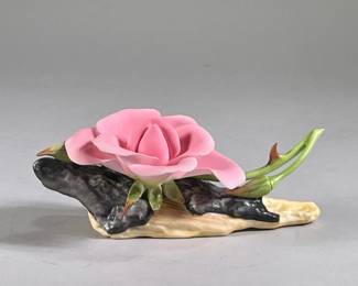 BOEHM NEW YORK ROSE CERAMIC | Delicate ceramic flower, marked on back "Boehm / New York Rose / University of the State of New York Bicentennial"