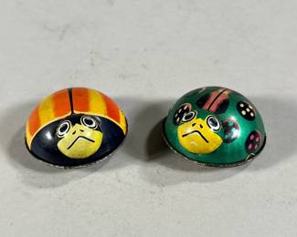 PAIR VINTAGE LADYBUG TOYS | Pair of Japanese tin lithograph friction toys, marked "Made in Japan" with patent number