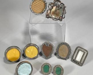 (10PC) MINIATURE SILVER PICTURE FRAMES | dia. 3 in (Largest)