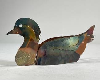 COPPER DUCK FIGURINE | Copper duck figurine artistically heat treated, signed "Mung '25"
