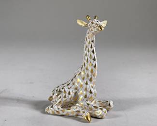 HERNAND PORCELAIN GIRAFFE | Ornate painted porcelain giraffe