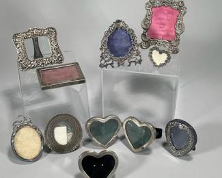(10PC) SMALL SILVER DECORATIVE PICTURE FRAMES | dia. 6 in (Largest)