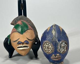 (2PC) PAIR CERAMIC MASKS | Pair of small painted ceramic masks