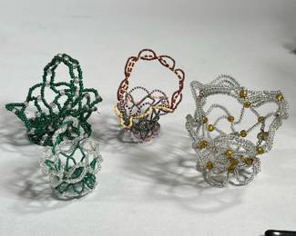 (3PC) WIRE & BEAD BASKETS | Includes 2 green and 1 white wire and bead baskets