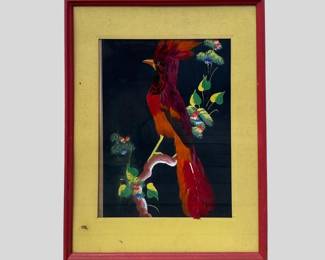 Vintage Mexican Bird Feather Art, Circa 1950 -1960
