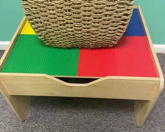 Kidkraft Lego & Train Table With Basket Of Legos And Wooden Train Set Included
