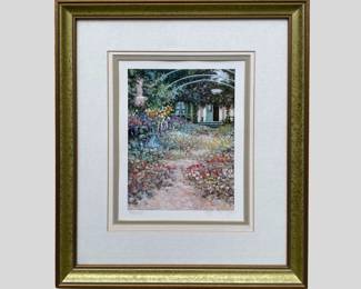 Hyun E. Yoo, Flower Garden Lithograph, Matted And Framed
