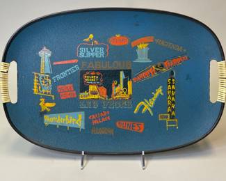 Vintage Las Vegas Serving Tray With Handles

