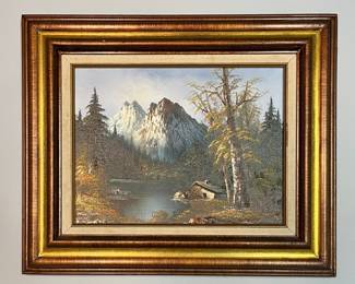 Unknown Artist Mountain Landscape On A Lake, Circa 1950
