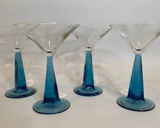 Bombay Sapphire Blue Twisted Martini Glasses
