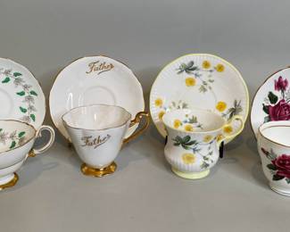 Collection Of Fine Bone China Tea Cups And Matching Saucers

