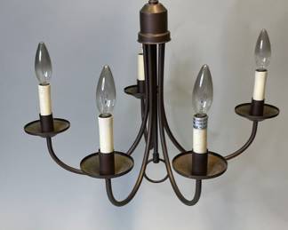 Antiqued Bronze Tone Five Light Chandelier
