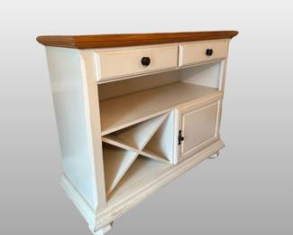 White Painted Country Server And Wine Rack

