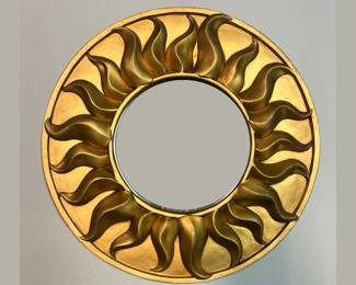 Small Round Gold Sunburst Mirror
