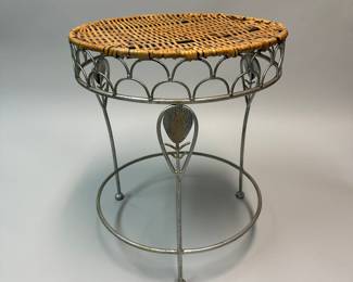 Wicker And Iron Side Table
