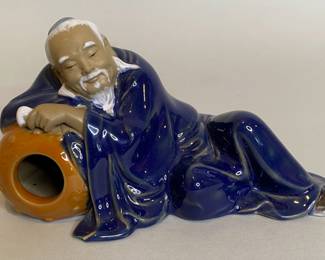 Chinese Mid Century Mudman Figurine In A Lounging Position
