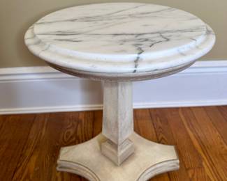 Marble Top White Painted Drinks Table
