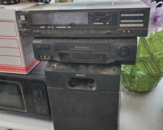 Technics AM/FM Stereo Receiver SA-937, SONY VCR SLV-N51 and a SONY Subwoofer