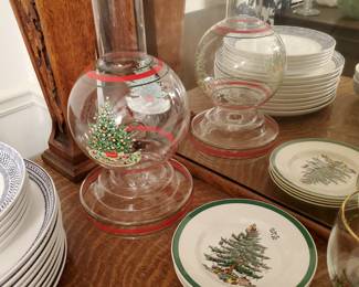 Spode plates & candle holder w/ hplri