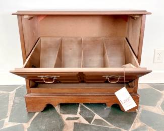 1966 LANE FURNITURE MID-CENTURY MODERN MAPLE RECORD LP STORAGE CABINET - QUEEN ANNE STYLE