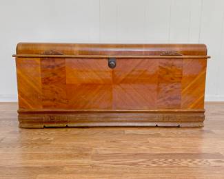 VINTAGE MID-CENTURY CAVALIER CEDAR CHEST - WATERFALL STYLE - CHECKERED FRONT