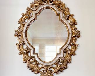 FRANCISCO HURTADO SPAIN - SPANISH REVIVAL ANTIQUE GOLD AND SILVER MIRROR - WOOD FRAME