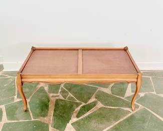 VINTAGE FRENCH PROVINCIAL LIGHT WOOD COCKTAIL STYLE COFFEE TABLE