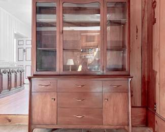 DREXEL MID-CENTURY MODERN CHINA CABINET - GENUINE MAHOGANY- DOVETAIL JOINTS - REMOVABLE TOP
