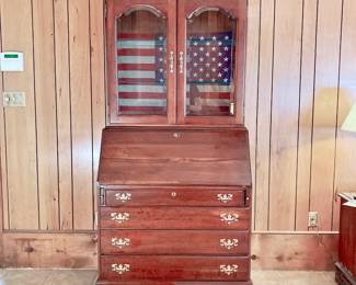 VINTAGE KINAID COMMONWEALTH CHERRY SECRETARY - BRASS PULLS - SOLID WOOD