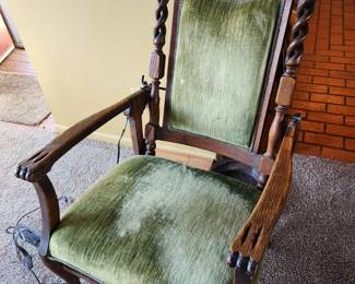 Antique Mid 19th Century Oak Carved  Chair with Adjuster. 