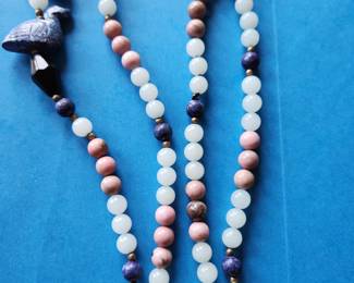 Jade and other precious stones with Carved Birds 