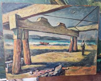 Original by John P. Leeper - 1949 - Born in Dandridge, Tennessee, John Leeper was known in Arizona for his mural painting and in California for watercolor abstractions, city genre, and female figural works.