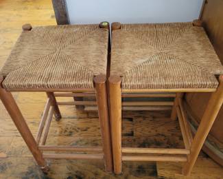 Pair woven barstools