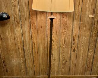 Antique floor lamp with milk glass bowl and shade