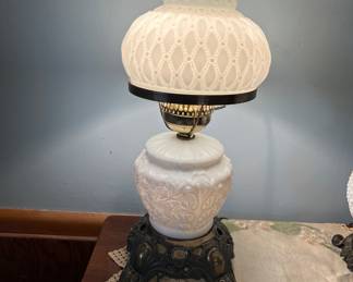 Milk glass globe lamp