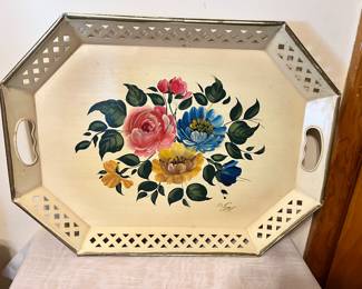 Beautiful tole painted Tray